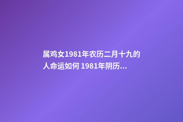 属鸡女1981年农历二月十九的人命运如何 1981年阴历2月19日辰时生人的命运